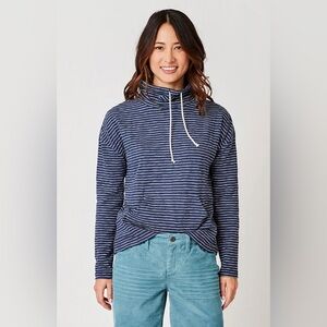 Carve Designs Bodie Funnel Neck Organic Cotton Nautical Navy Stripe , Small